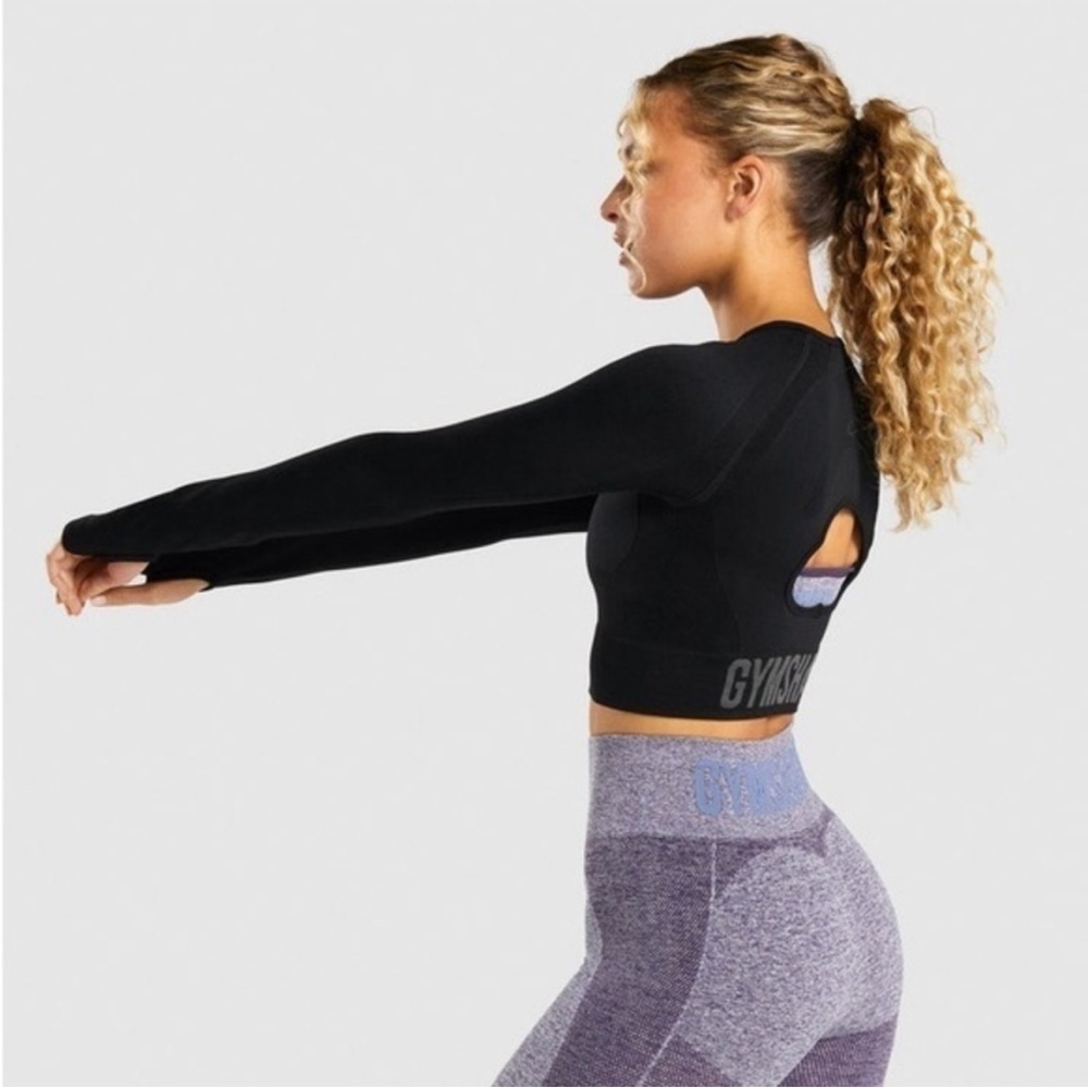 Gymshark FLEX SPORTS LONG SLEEVE CROP TOP size Small. - Picture 2 of 9